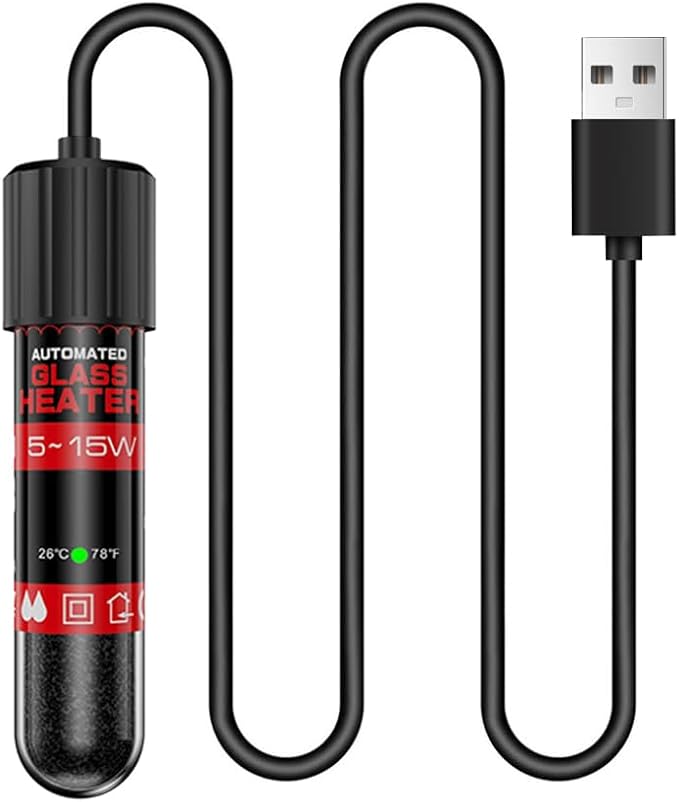 DONGKER Small Aquarium Heater,5W/10W/15W Mini Fish Tank Heater Constant Temperature 78℉(26℃) with Overheating Protection for 1-2 Gal Tanks