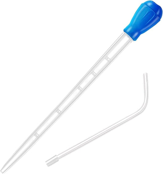 50ml Aquarium Coral Fish Feeder, 27.7IN Extra Long Turkey Baster for Aquarium Siphon for Fish Tank Water Changer, Aquarium Cleaning Tools, Blue