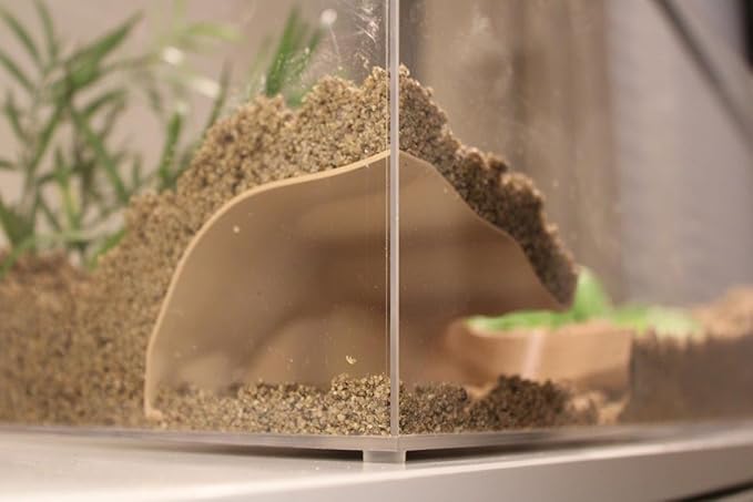 Aquarium Underground Cave Hideout Fish, Corner Habitat Cave Hide, Fish Tunnel Shelter with Sand Slope, Fishs Tank Cave Habitat Loaches,Catfish,Shrimp,Small Aquatic Pet (Brown, 6.0″×3.3″×2.5″)