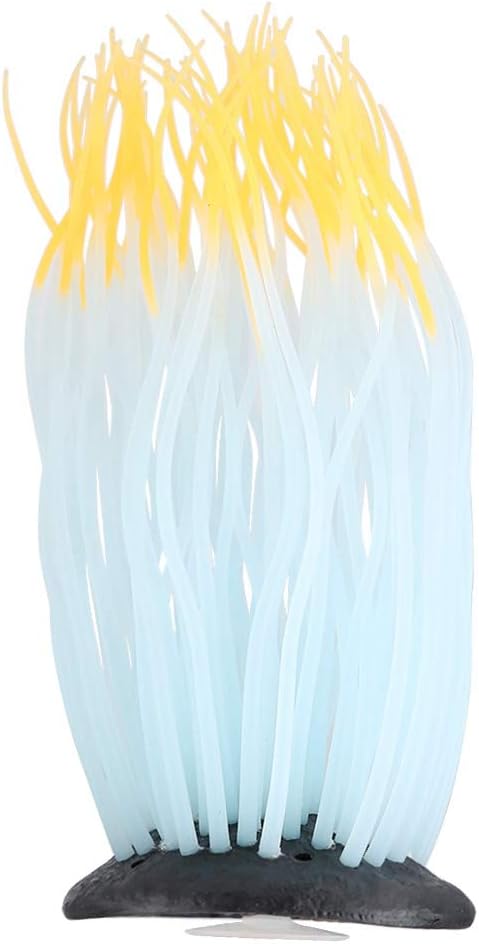 Pssopp Simulation Silicone Luminous Sea Anemone Ornament Artificial Plant Simulation Sea Anemone for Aquarium Fish Decoration with Suction Cup(Orange)