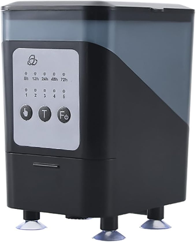 Automatic Fish Feeder, Outdoor Fish Food Dispenser with LCD Display Screen, Auto Feeding and Two Installation Methods, Moisture Proof and Won't Clog, Easily Add Food, for Small Tank, Tank, Pond