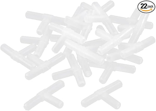 uxcell 22 Pcs 3mm Pipe Dia T Shape 3 Way Aquarium Air Tubing Connectors White