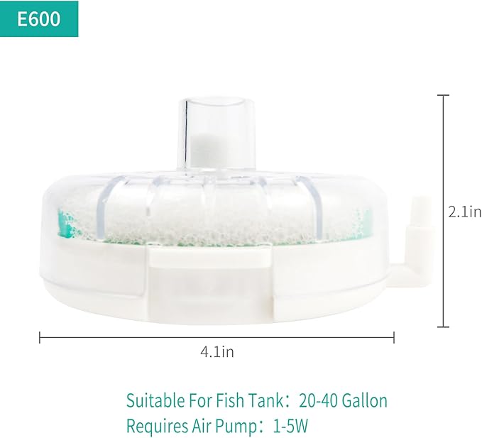 Small Aquarium Sponge Filter, Small Fish Tank Filter & Mini Submersible Fish Filter Built-in Air Bubble Stone and Bio Sponge for Fish Tanks up to 20-40 Gallon (Air Pump Not Included)