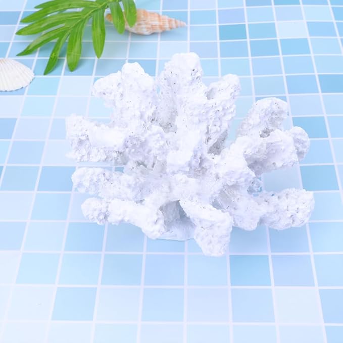Garneck Artificial Coral Decoration for Aquarium - White Coral Plant as Stylish Underwater Landscape Decoration - Perfect Aquarium Decoration for One