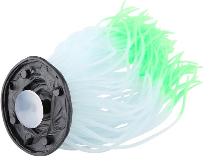 Pssopp Simulation Silicone Luminous Sea Anemone Ornament Artificial Plant Simulation Sea Anemone for Aquarium Fish Decoration with Suction Cup(Green)