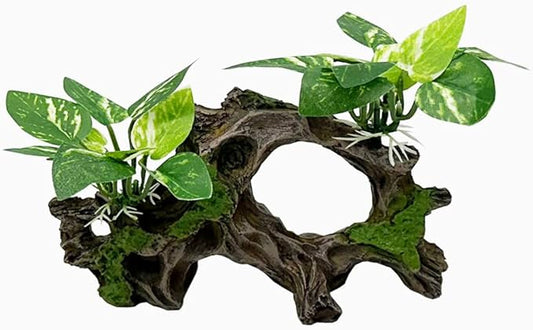 Fish Tank Decorations Aquarium Decor Ornaments Betta Silk Leaf pad Hammock Artifical Driftwood Cave Goldfish Bowl Accessories (Type-H)