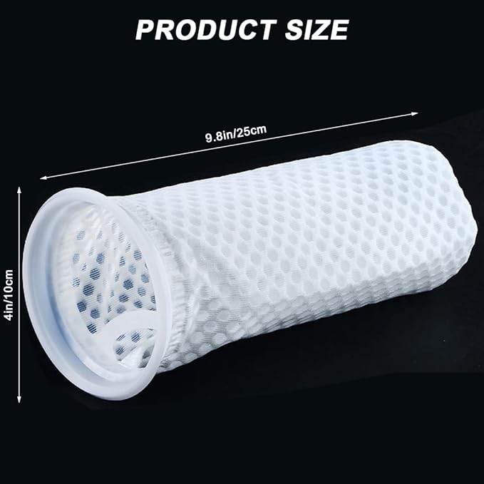 4 Pcs 4Inch Ring Honeycomb Filter Socks 150 Micron, Aquarium Filter Sock 3D Honeycomb Design, Aquarium Felt Filter Bags for Freshwater Saltwater Aquarium, Fits Eshopps and Aqueon, 9.5Inch Long