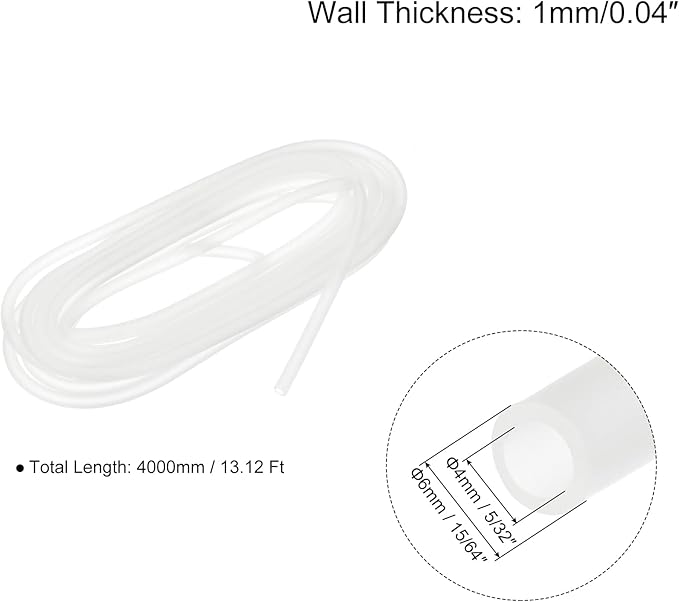 uxcell Aquarium Airline Tubing Hose 5/32" ID 15/64" OD 1Pcs 13.12 Ft Silicone Flexible Airline Tubing for Fish Tank, Terrariums, and Hydroponics, White