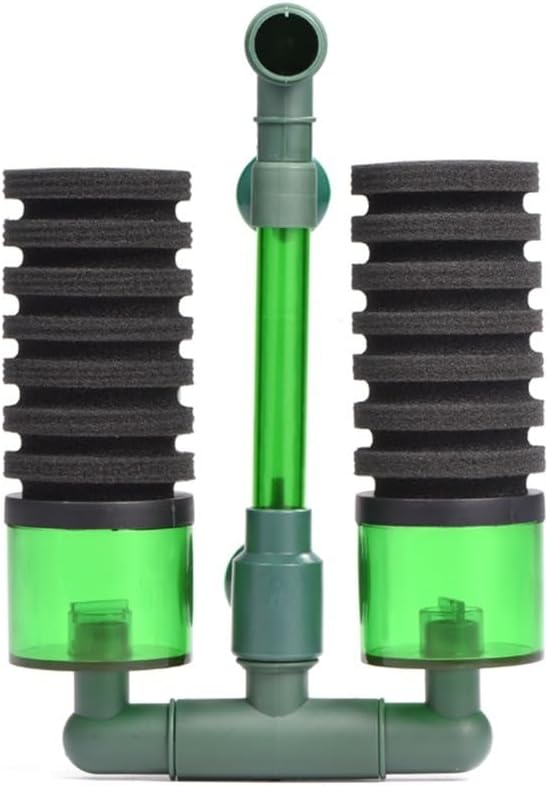Aquarium Sponge Filter Dual Head Black Green Sponge with Filter Box Biofiltration and Oxygenation for Fish Tank Aquariums Under 23.6 Inch(QS-100A)