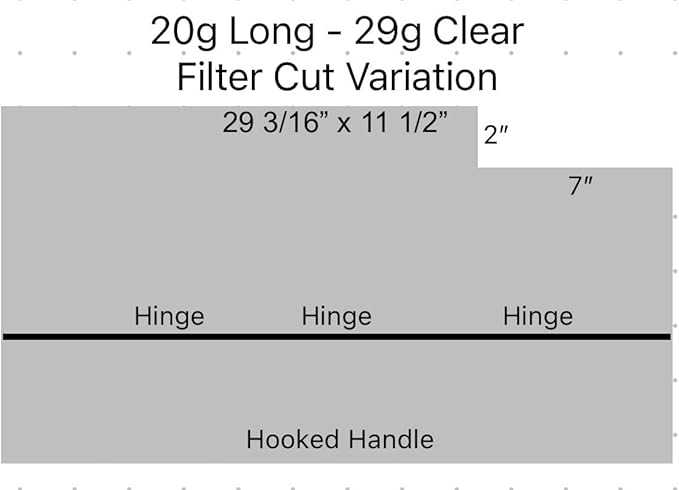 Aquarium Lid - 20 Gallon Long - Also Fits 29 Gallon Tanks - 3/16" Clear Polycarbonate Material - Tank not Included (Filter Cutout 2x7)