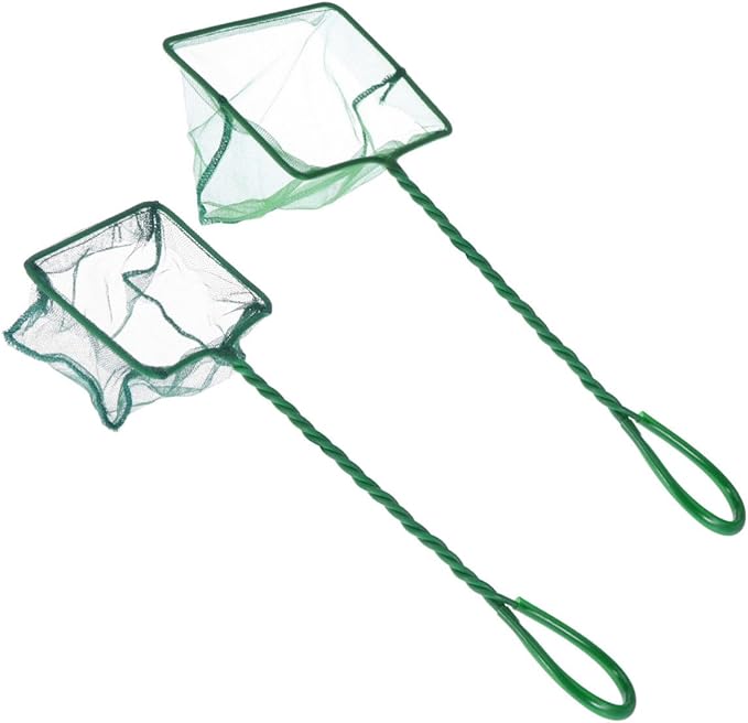 POPETPOP 2pcs Fish Fishing Net Nylon Mesh Tear-Resistant Design for Safe Catching Aquariums Twisted Plastic Handle for Versatile Use