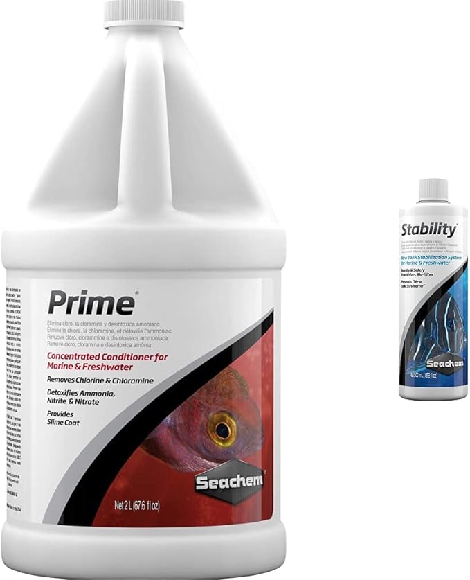 Seachem Prime and Stability Aquarium Water Conditioners (2 Items)