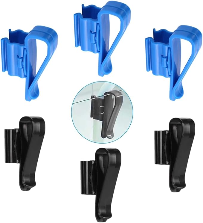 6 PCS Fish Tank Hose Holder Adjustable Fish Tank Water Clip Fish Tank Water Pipe Clamp Fish Tank Mounting Clip for Fish Tank and Aquarium(Fit for 8mm to 16mm Hoses,Black,Blue)