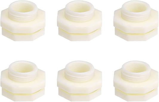 uxcell ABS Bulkhead Tank Fitting Adapter for Rain Bucket Aquariums Water Tanks Ponds G3/4 Female 6Pcs