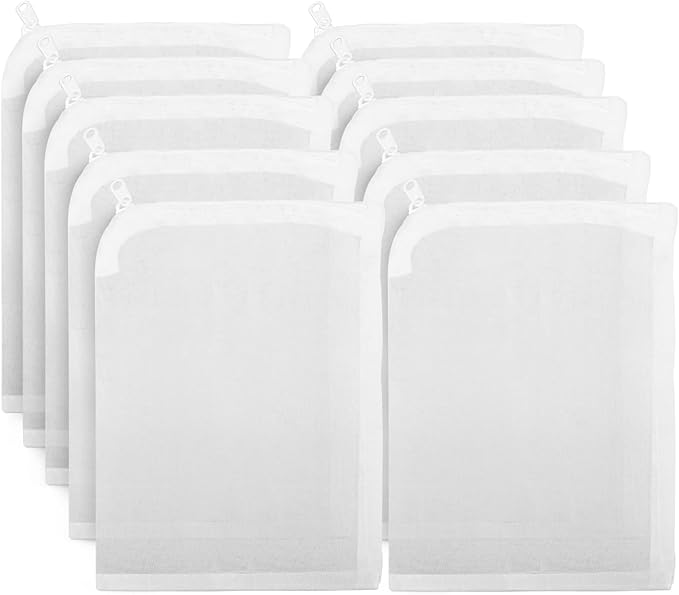 Segarty Aquarium Filter Bags High Flow, 10 Pack 0.15mm Mesh Bag 7.7 x 6 Inch Reusable White Nylon Media Net Bags with Plastic Zipper for Bio Balls, Ceramic Rings, Activated Carbon, Charcoal, Fish Tank