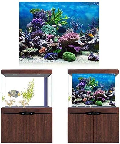 Fdit Aquarium Background Poster Fish Backdrop PVC Adhesive Underwater Decor Paper Cling Decals Sticker 122 x 50cm