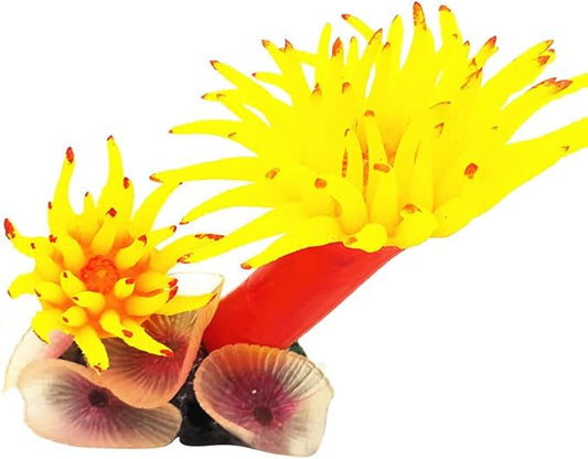 Soft Silicone Artificial Corals Simulation Aquarium Plant Fish Tank Ornament - Yellow