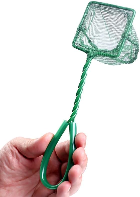 1 Piece 3 Inch Mini Aquarium Fish Net with Plastic Handle Fine Mesh Aquarium Net Long Handle Small Fish Catch Nets for Aquarium Fish Tanks, Green