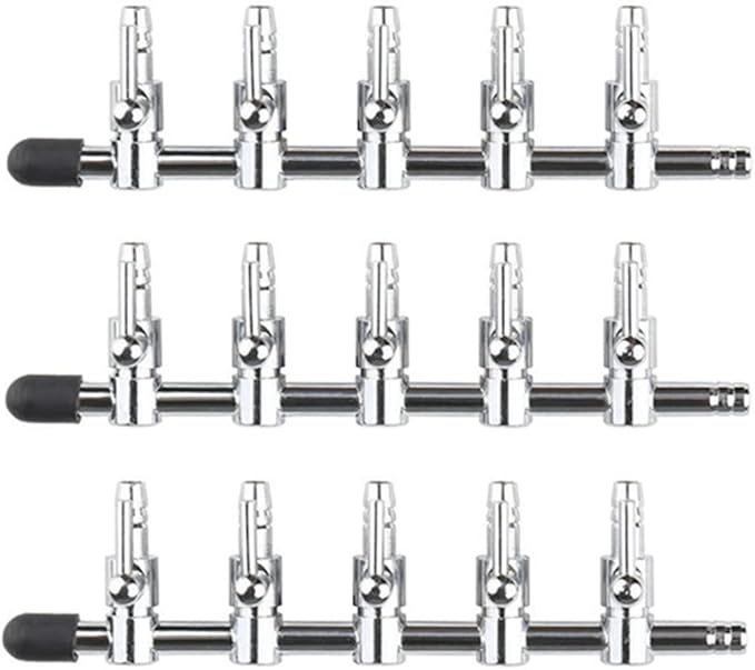 Aquarium Fish Tank Air Flow Control Lever Pump 5 Way Inline Manifold Air Flow Pump Tubing Splitter Lever Control Valve 3-Pack