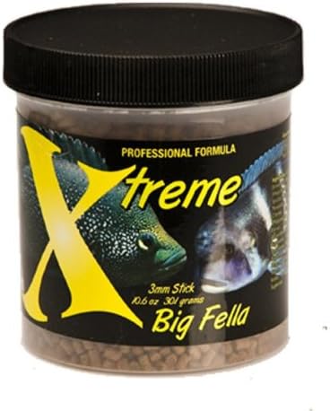 Xtreme Big Fella 3.0mm Pellets: Professional Nutrition for Medium to Large Cichlid/Community Fish - Boost Immune & Digestive Health, Color & Energy, Max Protein Fish Food – USA Farm Grown (9oz)