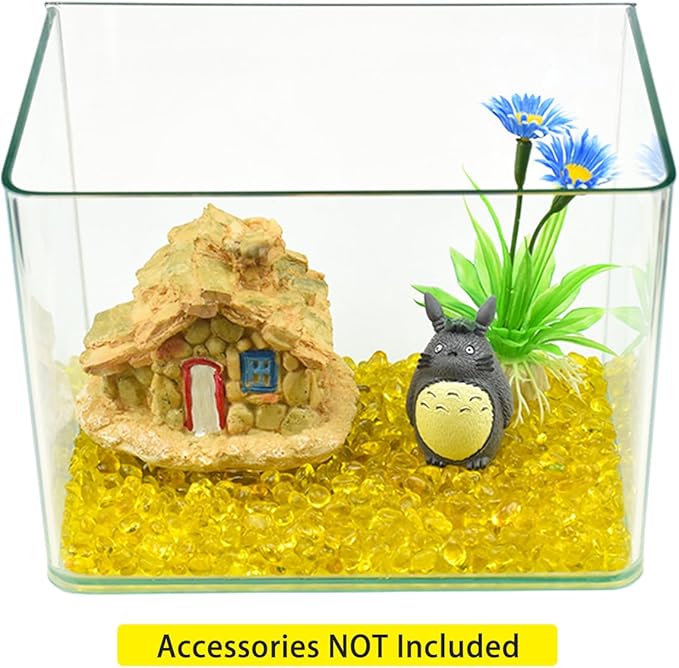 Glass Stones, 1Lb/460g Irregular Sea Glass Pebbles Non-Toxic Artificial Gemstones for Vase Filler/Terrarium Flowerpot Aquarium Turtle Tank Decoration/Handcraft Making, Yellow