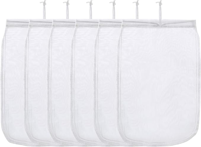 ALEGI Aquarium Filter Media Bag Extra Fine, Reusable 180 Micron Drawstring Mesh Bags for Activated Carbon (12"*8" (6 Pack))