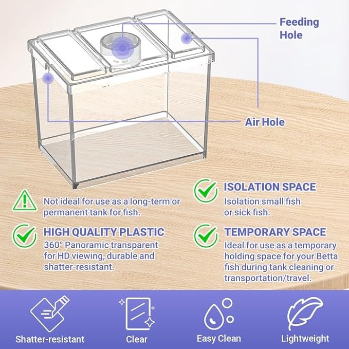 MoonOrange Mini Betta Fish Tank, Small Fish Bowl for Temporary Space, 0.2 Gallon Stackable Cube Tank with Betta Leaf and Gravels for Small Fish, Insect, Shrimp, Crab, Spider.(Pack-2)