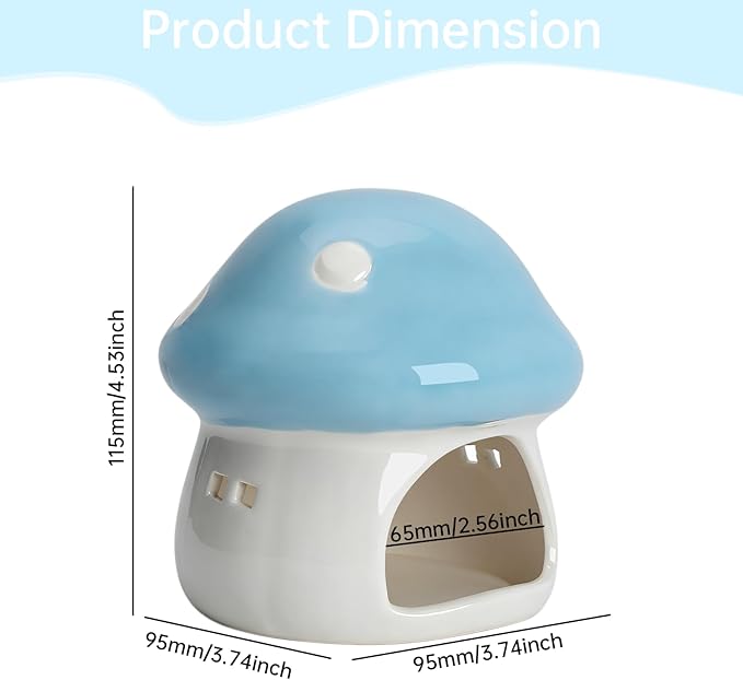 Saim Ceramics Mushroom House Aquarium Decor, Betta Fish Tank Accessories Landscape Decoration, Small Shrimp Goldfishes Habitat Hut Pleco Smalland Breeding Hide Caves Toad House - Blue