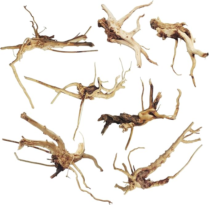 kathson Aquarium Driftwood Reptile Branches Wood Natural Spiderwood Driftwood for Aquarium 5-6" 7 Pcs Terrarium Ornament Trunk Fish Tank Log Habitat Decoration Tree Stump Decor Assorted Sizes Wood