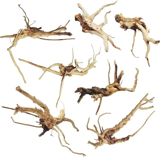 kathson Aquarium Driftwood Reptile Branches Wood Natural Spiderwood Driftwood for Aquarium 5-6" 7 Pcs Terrarium Ornament Trunk Fish Tank Log Habitat Decoration Tree Stump Decor Assorted Sizes Wood
