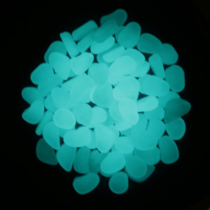 Glow in The Dark Gravel Photoluminescent Pebble Fluorescent Cobblestone Noctilucent Resin Stone for Fish Tank/Aquarium/Garden Trails Decoration 250 g (Blue-Green)