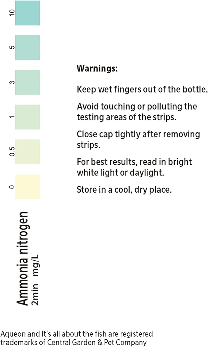 Aqueon Ammonia Aquarium Test Strips, Freshwater and Saltwater Aquariums, 50 Count