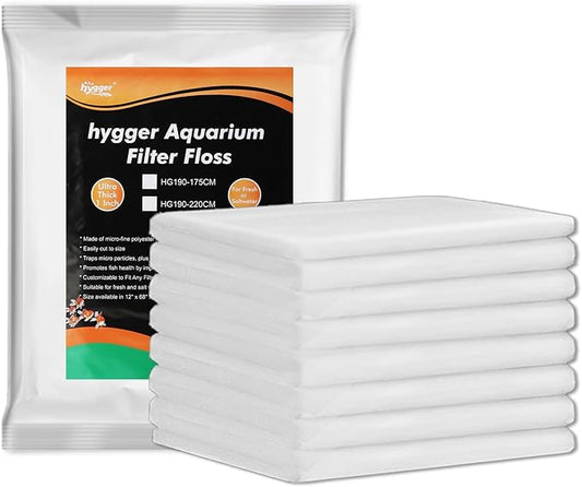 hygger 1'' Thick Aquarium Filter Floss 12"x 68" Poly Fiber Fish Tank Filter Media Water Polishing Filter Pad for Sump Canister Hang On Back Filter Cut to Size