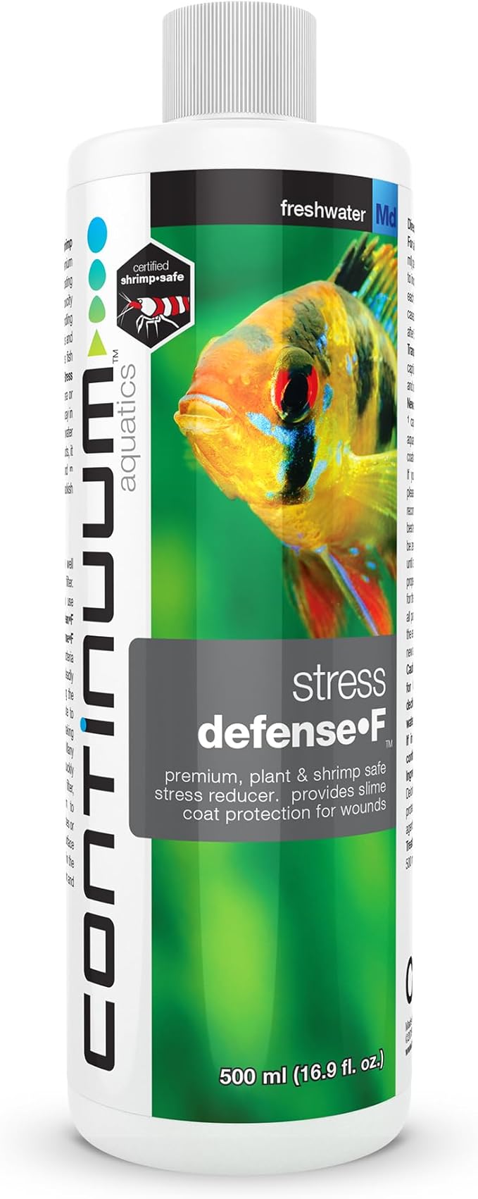 Continuum Aquatics Stress Defense F for Freshwater & Brackish Aquariums – Reduces Ammonia Stress – Boosts Slime Coat – Aids Fish Recovery & Transport, 500 ml
