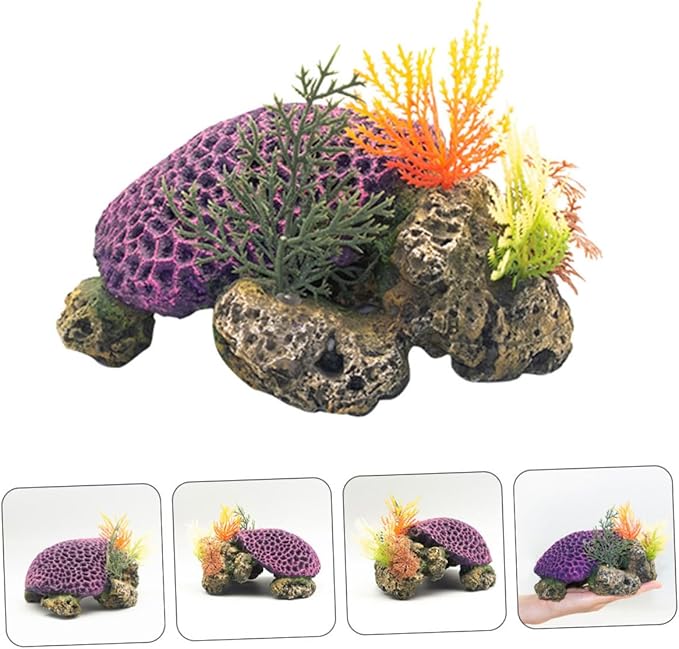 HANABASS Aquarium Turtle Coral Decor Simulation Resin Fish Tank Decoration 7.08X5.51X3.54In Realistic Coral Ornament for Aquatic Turtle and Fish Tank Landscaping