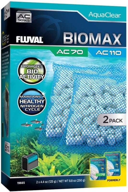Fluval - BIOMAX for AC70/AC110 Power Filter, 8.8 oz / 250 g, 2-Pack – for Use in Freshwater & Saltwater Aquariums