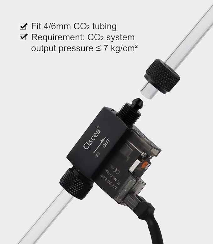 Inline CO2 Solenoid Valve Mini Low Temperature for Aquarium CO2 System