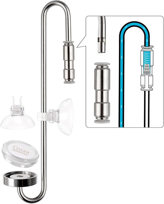Aquarium Stainless Steel CO2 Diffuser Atomizer with Integrated Check Valve, DC300-40