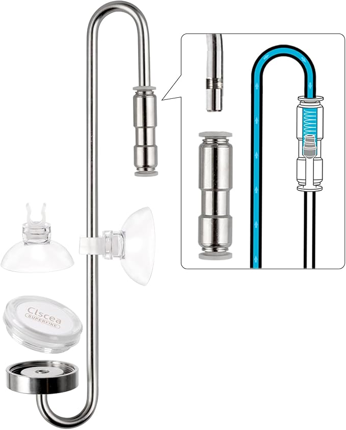 Aquarium Stainless Steel CO2 Diffuser Atomizer with Integrated Check Valve, DC300-35