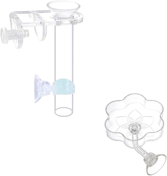 Aquarium Shrimp Small Fish Feeding Dish and Feeding Tube kit, Including Glass Feeder Tube Acrylic Feeder Dish and Holder, 3 Lengths Optional, 7.8 Inches, 11 Inches, 13.7 Inches (S-7.8 Inches)