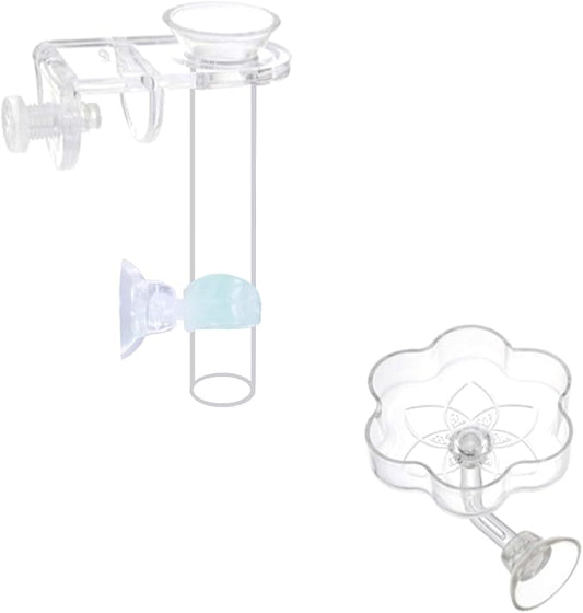 Aquarium Shrimp Small Fish Feeding Dish and Feeding Tube kit, Including Glass Feeder Tube Acrylic Feeder Dish and Holder, 3 Lengths Optional, 7.8 Inches, 11 Inches, 13.7 Inches (S-7.8 Inches)