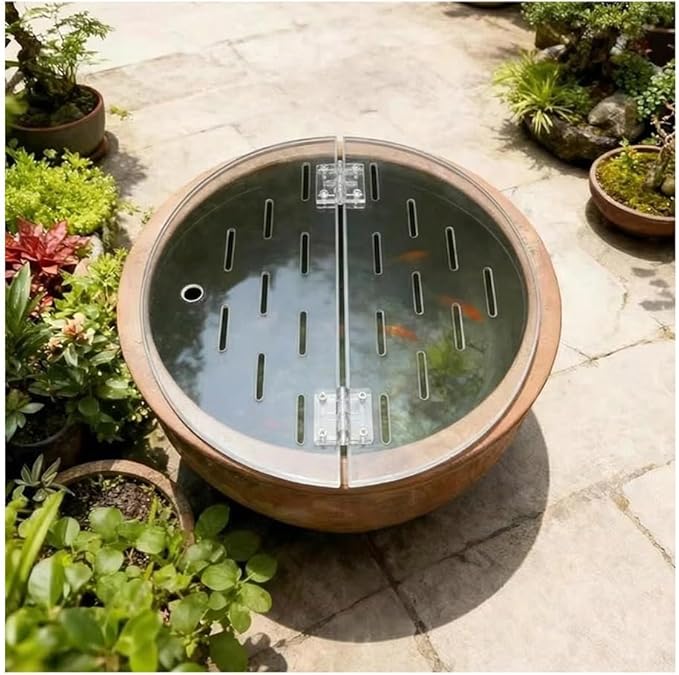 Rygcrud Flip-top Fish Tank Top Cover, Round Aquarium Hood to Prevent Fish, Reptiles and Turtles from Jumping Out, Thick 5mm(80cm)
