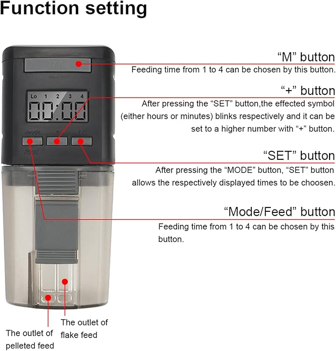 Automatic Fish Feeder, Aquarium Electric Auto Fish Feeder,Moisture-Proof Fish Tank Pond Feeder Fish Food Dispenser with LCD Display Digital Timer for Vacation Weekend Holiday