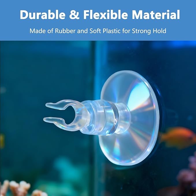 50Pcs Aquarium Suction Cups with Clips Airline Hose Holders for Tubing Small Clear Cup Clamps for Fish Tank Air Line Mini Heater Tube Holder Clamp Clips for Aquarium Air Accessories 3/16