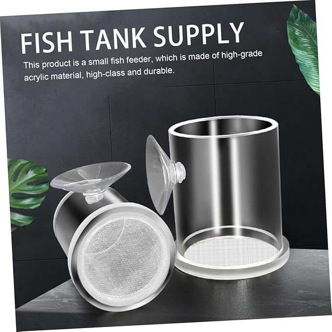TOYANDONA Acrylic Aquarium Fish Feeder with Suction Cup 30mm Filter Mesh Feeding Ring for Small Fish Tank Automatic Feeding Accessory for Guppy