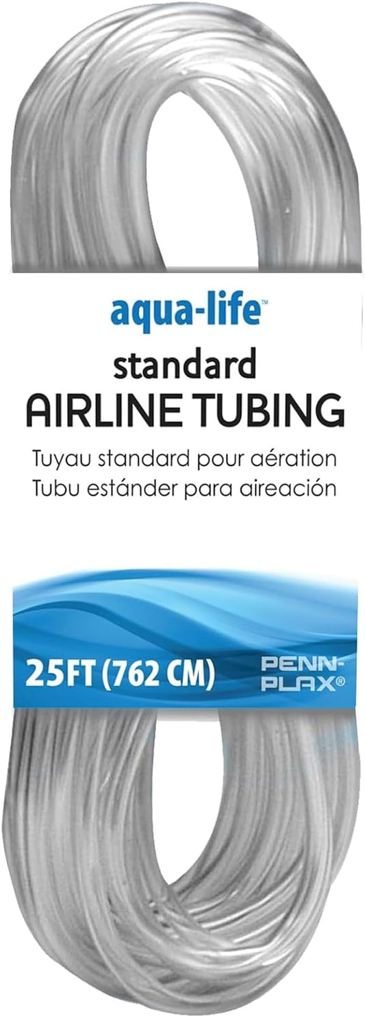 Penn-Plax Aqua-Life Standard Airline Tubing - 3/16 Inch Flexible Airline Hose for Aquarium Pumps, Fish Tank Line for Air Stones & Filters - Safe for Freshwater & Saltwater - 25 ft Long, Clear