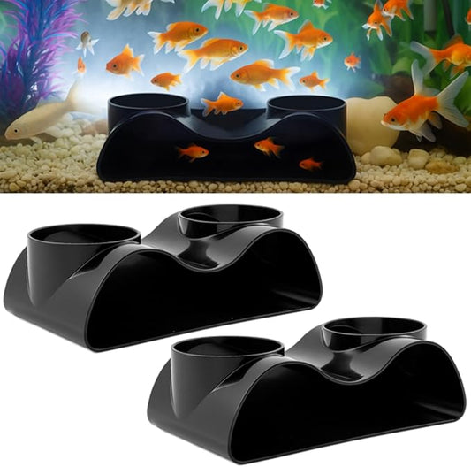 AceOrbit 2 Pcs Aquarium Underground Tunnel Cave with Natural Curve Two Hole Fish Tank Hideout Decor Decoration for Loaches, Corydora Catfish, Bettas, Pleco and Shrimps (Black)