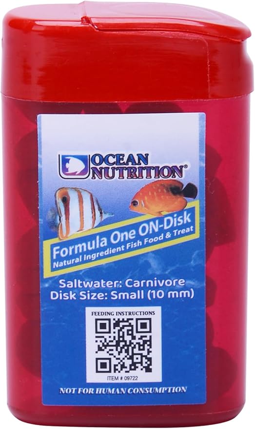 Ocean Nutrition Fish Food Formula One On-Disk - All-Natural Fish Food for Saltwater Carnivore, Tangs, Angels, Clownfish, High Protein (38%), 0.37 oz (10.5 g), Small Size