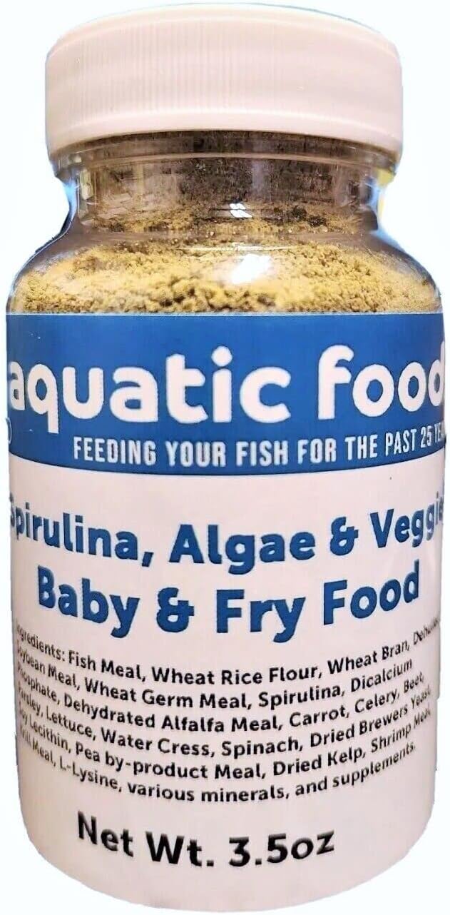 Baby & Fry Food of Spirulina, Algae, Vegetables for Tropicals, Koi & Pond Fish...3.5oz Bottle