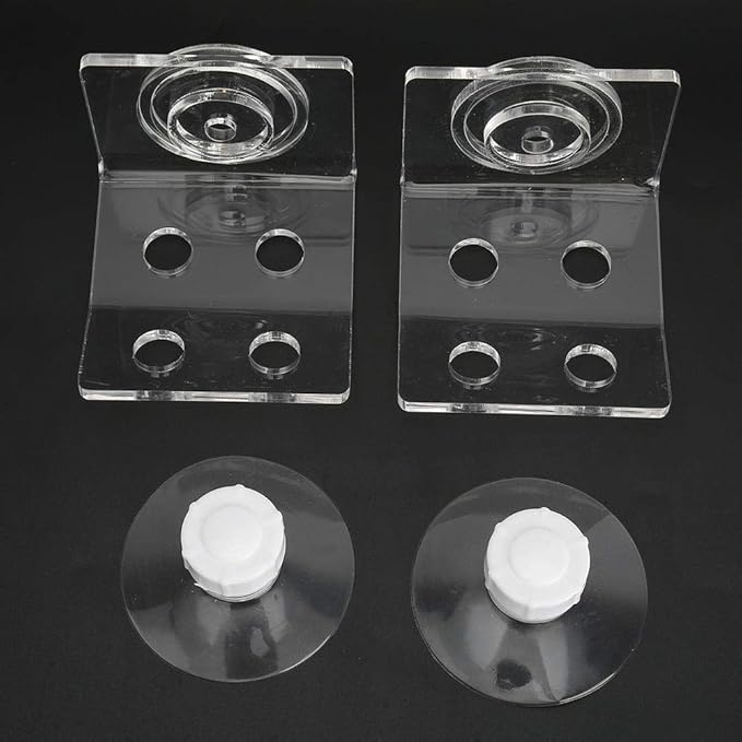 GLOGLOW Racks Holder, 2Pcs Frag Rack Acrylic Aquarium Rack Transparent Fish Bracket Holder Aquarium 4 Holes Front Loading Bending SPS Button Base